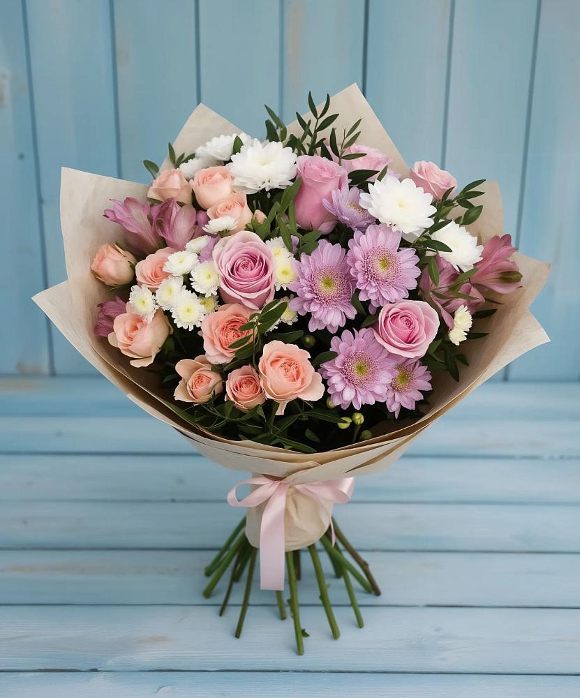 Букет цветов из: Хризантемы, Розы и Альстромерии в Армянске