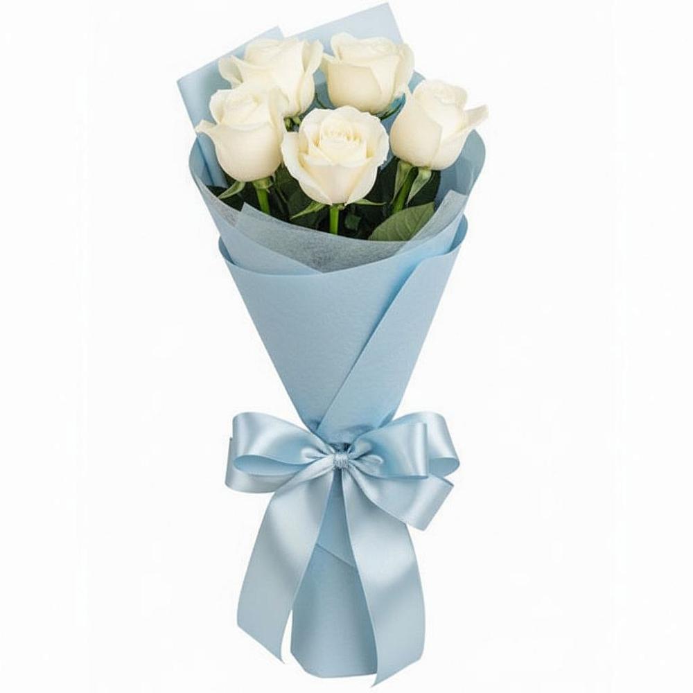 Букет 5 Белых роз Проуд в Армянске