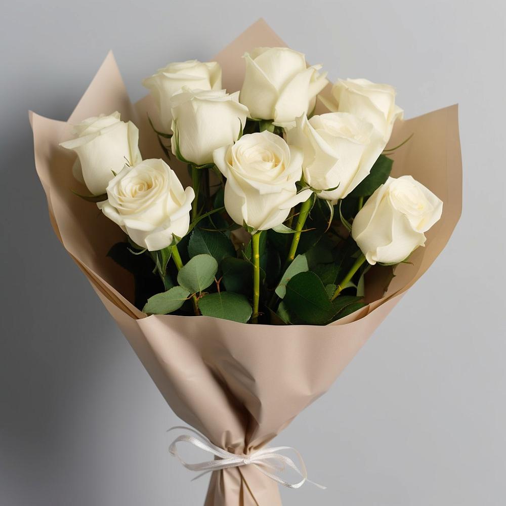 Букет 9 Белых роз Эдлесс Лав в Армянске