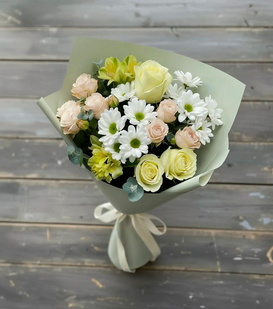 Букет цветов из: Альстромерии, Розы и Хризантемы в Армянске