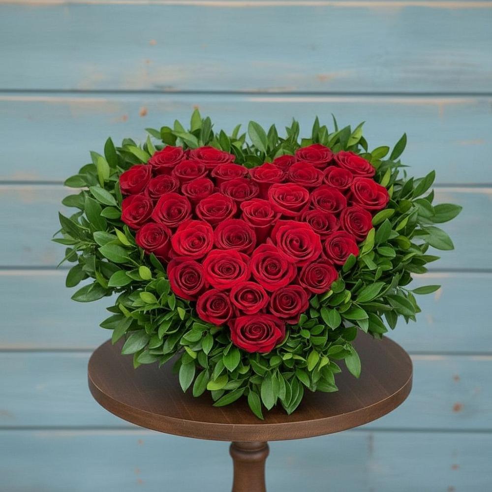 Цветочная композиция из Розы в виде сердца в Армянске