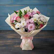 Букет цветов из:  Хризантемы, Альстромерии и Розы #REPLACE_PRED# Армянске