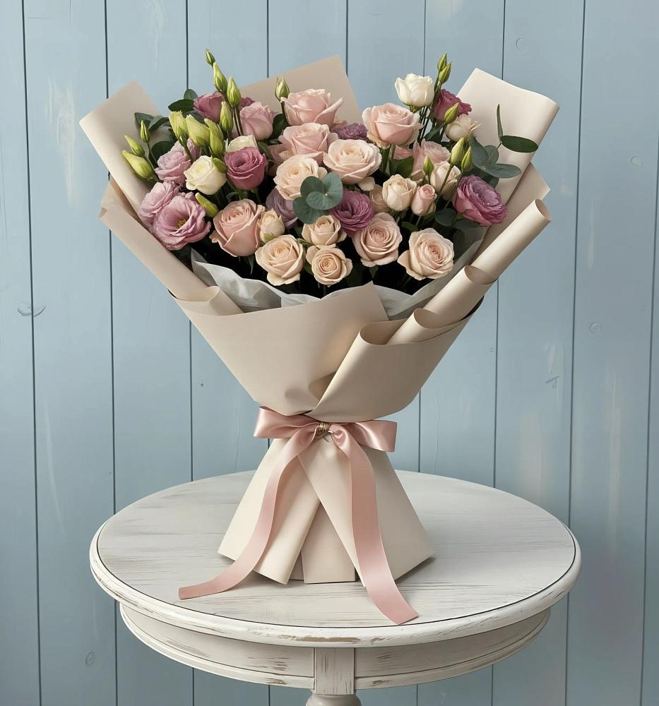 Букет цветов из: Розы и Лизиантусы в Армянске