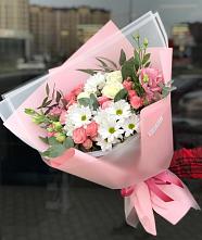 Букет цветов из:  Розы, Лизиантусы и Хризантемы в Армянске